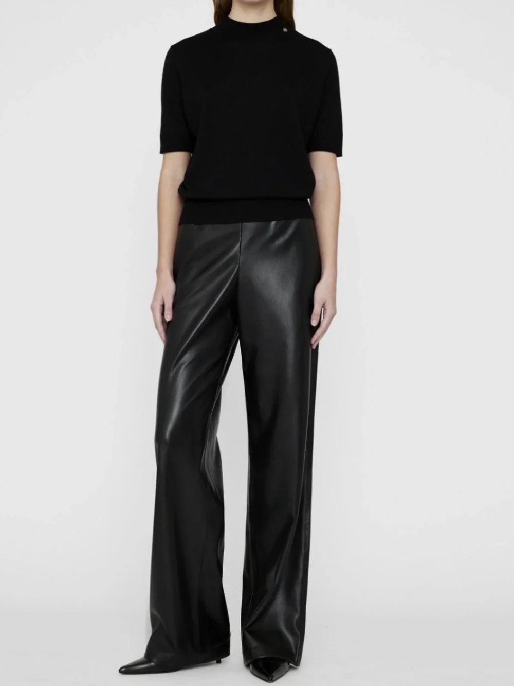 Annie Bing Koa Pant Black Vegan Leather Size Large